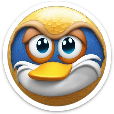 3d sphere with a cartoon spotted podzol Donald Duck skin texture with ugly eyes sticker