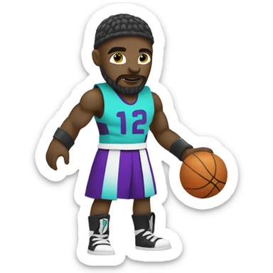 White skin Gladiator playing basketball wearing black Aqua purple sticker