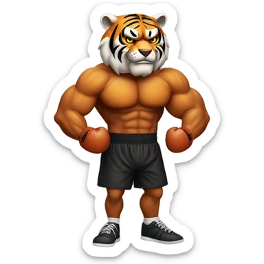 Tiger with evil face   boxer with his arms crossed sticker