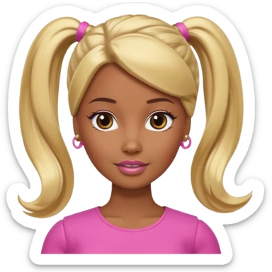 Brown skin blonde hair Barbie with hair in ponytail  sticker