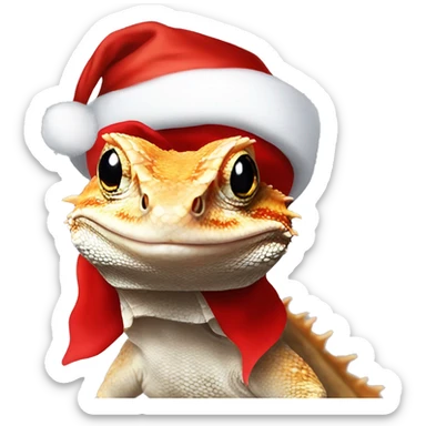 Bearded dragon wearing a Santa hat sticker