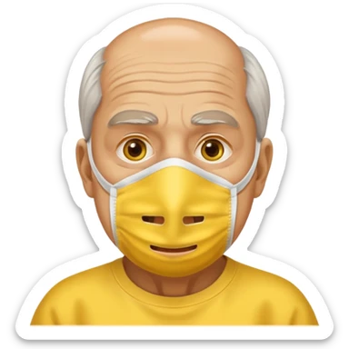 old man with beauty face pack give me a yellow face mask on his face  sticker