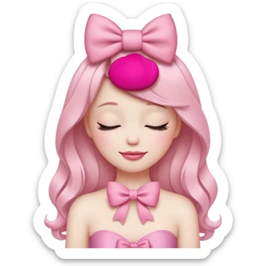 emoji coquette with a pink bow, closed eyes, confident smile, soft aesthetic



 sticker
