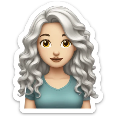 white girl with wavy long black hair and big curves sticker