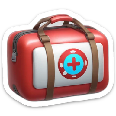 medical bag with red liquid sticker