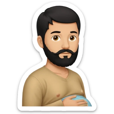 pregnant man with black beard and hair, side view sticker