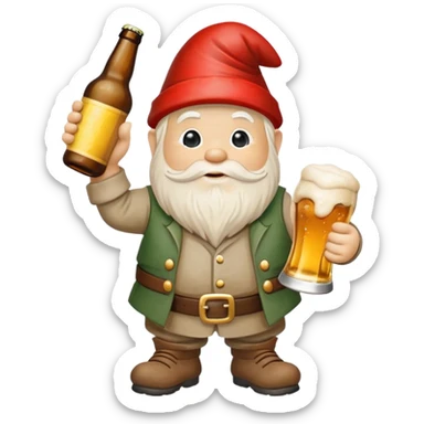 Dead garden gnome holding a bottle of beer  sticker