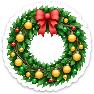 Christmas wreath with Twinkle lights sticker
