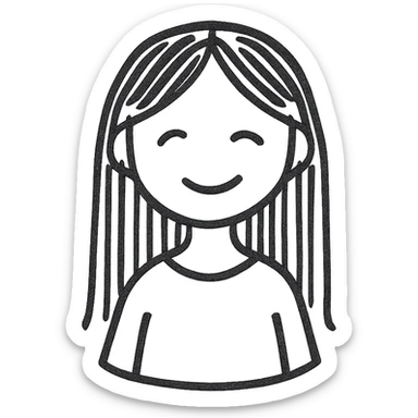 minimal line art of a girl with long straight brown hair sticker
