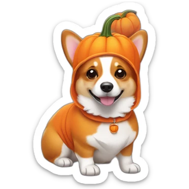 Corgi body wearing pumpkin costume sticker