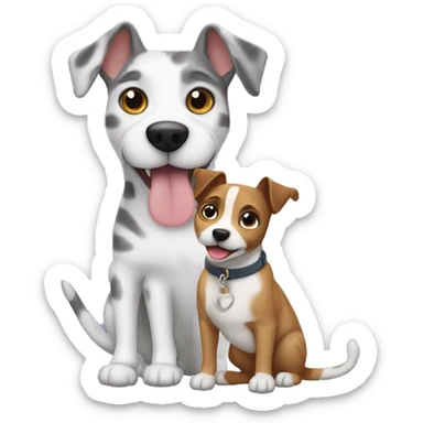 gray tabby cat and jack russell dog sticker