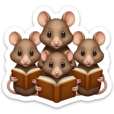 3 rats reading one book sticker