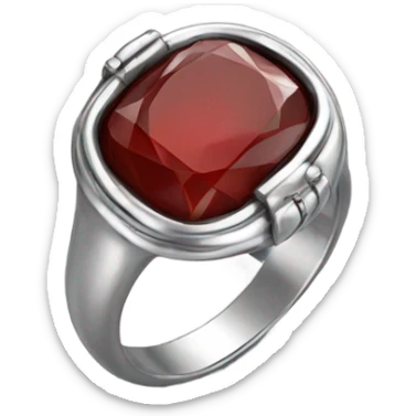 small silver ring red stone sticker