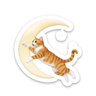 Cat jumping over moon sticker