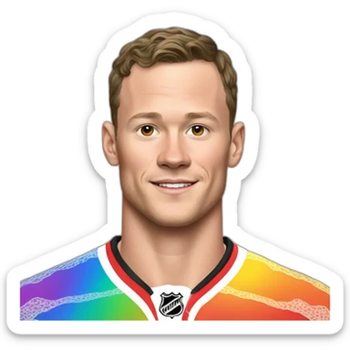 Fancy disco Jonathan Toews wearing rainbow lace shirt sticker