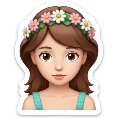 Brown haired girl wearing a flower headband  sticker