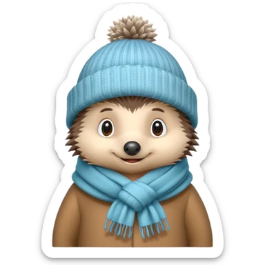 Hedgehog dressed for the cold sticker