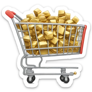 shopping cart made with full of gold, diamonds sticker