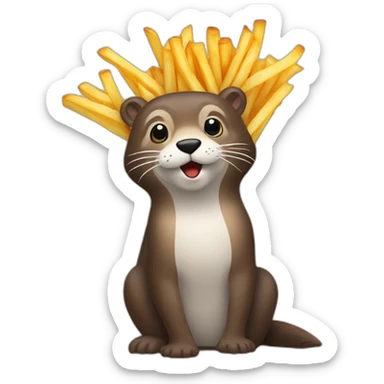 bière frites loutre sticker