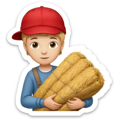 Boy helping farm – Red cap, carrying hay


 sticker