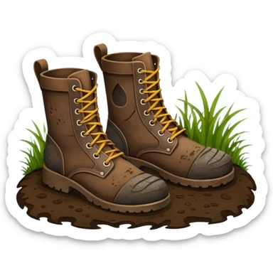 pair of boot shoeprints in the grass sticker
