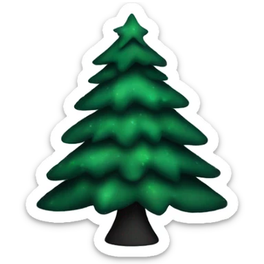A dark green Christmas tree with layers of branches black decorations sticker