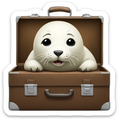 White young seal in tie and with briefcase and closed eyes is very busy sticker