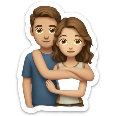 couple boy and girl, with brown hair are cuddling sticker