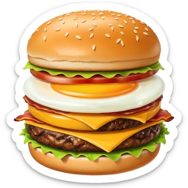 can you make me a breakfast item mixed into a lunch item? so like half burger half breakfast sandwhich sticker