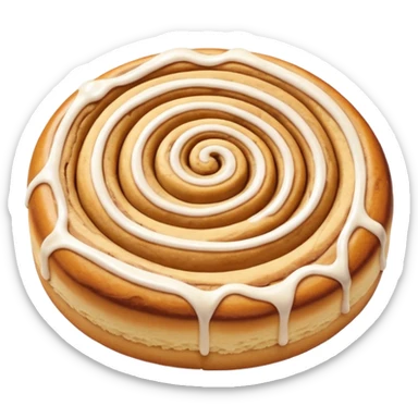 a cinnamon roll single layer cookie with only less spirals and full glaze sticker