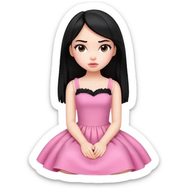 a pretty bratz fair girl with black hair sitting bored sticker