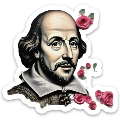 Shakespeare made of newspaper cuttings 420 roses flowers sticker