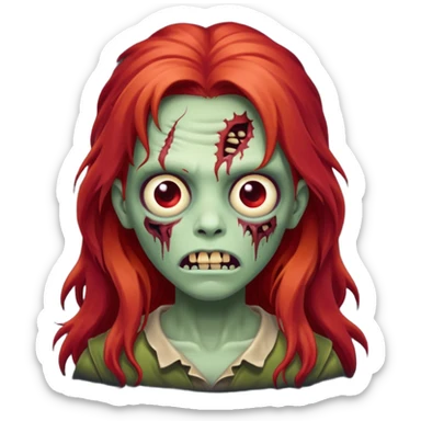 Franja cabelo ruivo comprido zombie fofo sticker