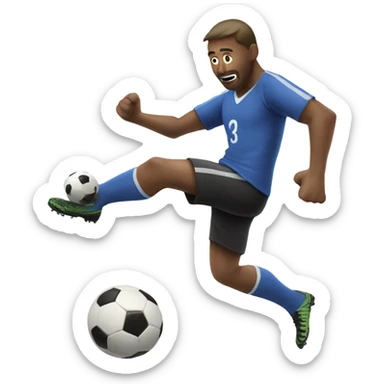 Man with 3 arms kicking a soccer ball sticker
