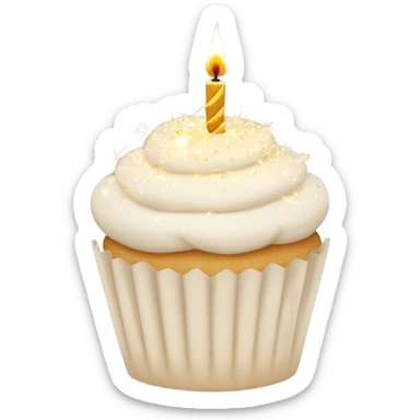 Total White beige cupcake with sparkler candles sticker