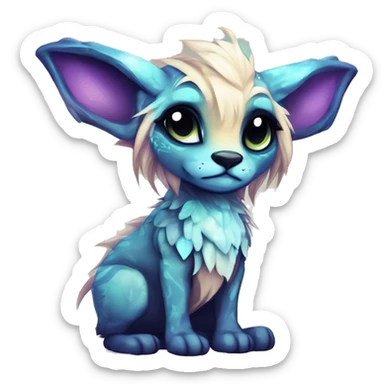 Cool cute Kawaii edgy fantasy shiny chibi animal creature fursona Fionbri vernid by griffsnuff & LiLaiRa & Falvie full bodyal sticker