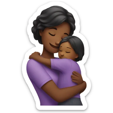 Mom hugging little girl sticker