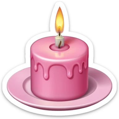 A drawing of a flaming pink candle that could be used at a romantic dinner table. The camera should be isometric at a high angle. sticker