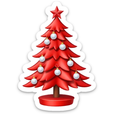 red Christmas tree with white star and white Christmas balls sticker