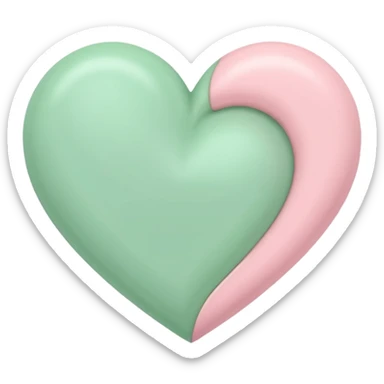A half pastel green half pastel pink heart sticker