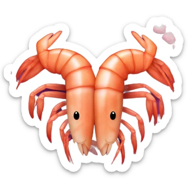 shrimp heart adorned with shrimp garland  sticker
