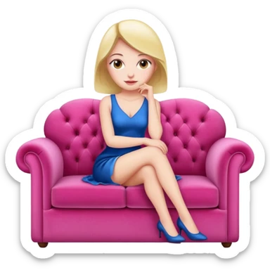 side view of woman sitting on sofa - make sofa pink sticker