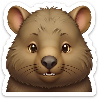 Cinematic Noble Wombat Portrait Emoji, Poised and regal, with a stout, muscular build and a dense, shaggy fur of earthy brown, deep-set soulful eyes with a hint of gruff wisdom, Simplified yet sharp and sophisticated features, highly detailed, glowing with a warm, dignified glow, high shine, intelligent and sturdy, stylized with an air of bushland majesty, focused and attentive, soft glowing outline, capturing the essence of a watchful and confident burrower, so majestic it feels as though it could plod out of the screen with effortless authority! sticker