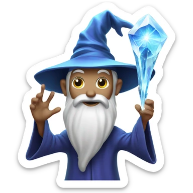 wizard holding a crystal with a swirl overhead sticker