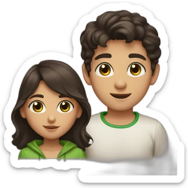 A couple of one boy with dark short hair and brown eyes and a Moroccan girl with brown hair and green eyes sticker
