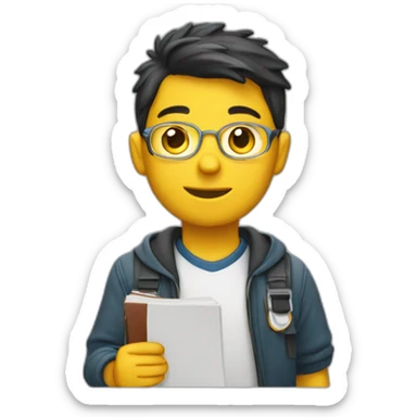 Estudiante despeinado saludando sticker