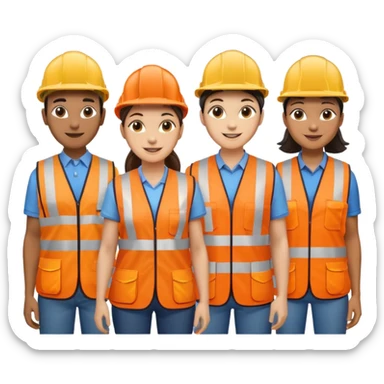 group of railway engineers mixed races and genders behind a table sticker