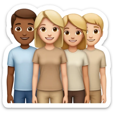 five people team standing together sticker