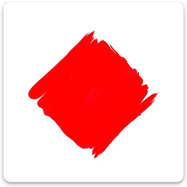 red rhombus in torn calligraphic brush stroke style, no background, 512x512px sticker