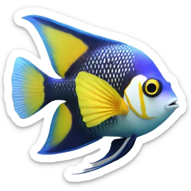angel fish- front facing side, smiling,no background sticker